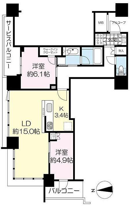 2LDK 間取り