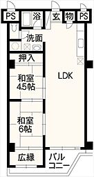 グリーンコーポ三牧 2LDKの間取り