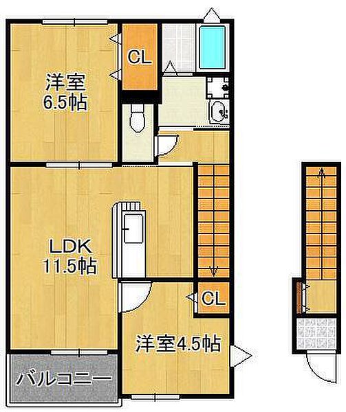 福岡県京都郡苅田町大字尾倉(賃貸アパート2LDK・2階・56.69㎡)の写真 その2