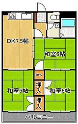 プレスト曽根 3DKの間取図画像