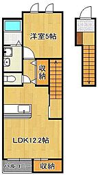 グリーン・キャッスル　III 2階1LDKの間取り