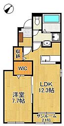 メゾン・ド・アン　I 1階1LDKの間取り