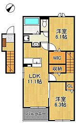 メゾン・ド・アン　I 2階2LDKの間取り