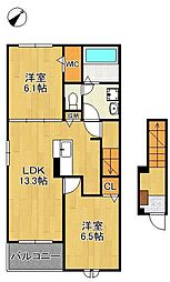 メゾン・ド・アン　IV 2階2LDKの間取り