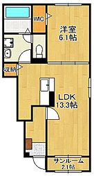 Ｔ．Ａ．Ｏ　苅田　III 1階1LDKの間取り