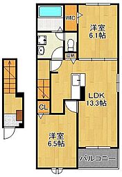 Ｔ．Ａ．Ｏ　苅田　III 2階2LDKの間取り