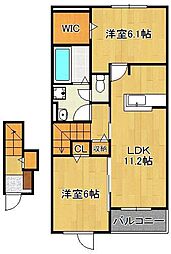 コスモス　Ｋ 2階2LDKの間取り