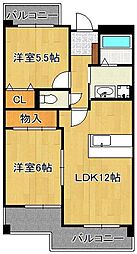 サンシティアヴァンテ 2LDKの間取図画像