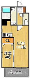 ニューアンジュ下曽根 1LDKの間取図画像