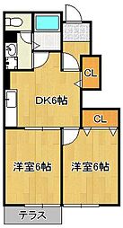 グレイスフル高蔵 2DKの間取図画像