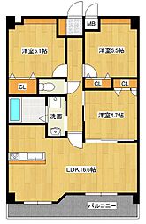 行橋第一レジデンス 3LDKの間取図画像