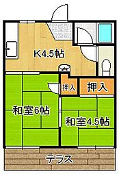 コーポテルサ 2Kの間取図画像