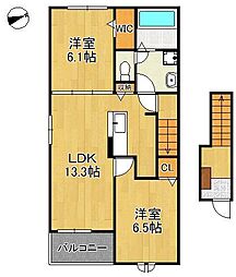 ソレイユ元町IV 2LDKの間取図画像