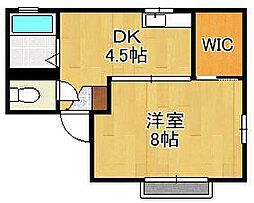 シャトーK安部山B棟 1DKの間取図画像