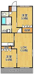 ドリームウイング西宮市 2LDKの間取図画像