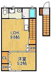 グランディール朽網 1LDKの間取図画像