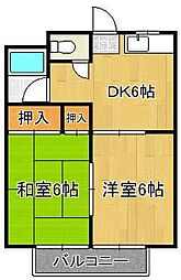コーポさや 2DKの間取図画像