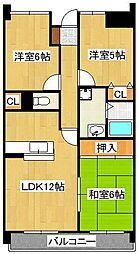サンシティ小倉東 3LDKの間取図画像