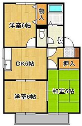 ハイカムール葛原 3DKの間取図画像