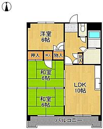 エクセレントパレス 2LDKの間取図画像