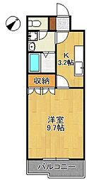 グローリアス行橋3 1Kの間取図画像