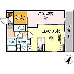 PREMILIFE下郡東 1LDKの間取図画像