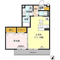 リブェール・コウ 1LDKの間取図画像