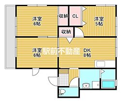 サンハイム横枕 2階3DKの間取り