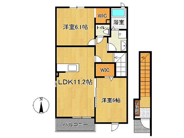 セイバリーヒル 202｜熊本県玉名市築地(賃貸アパート2LDK・2階・57.64㎡)の写真 その2
