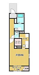 コンツェルト 1階1Kの間取り