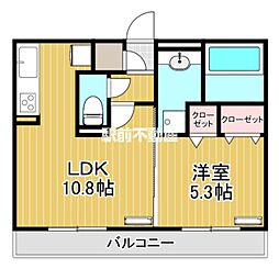 カーサ・ペキーノ 3階1LDKの間取り