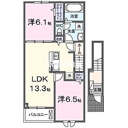マリーガーデン 2LDKの間取図画像