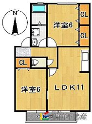 アムール・コート1 2LDKの間取図画像