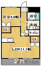 プランタン小川 1LDKの間取図画像