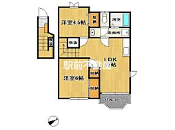 ソレアード・メゾン 2階2LDKの間取り