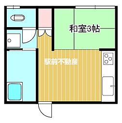 ワンルームハイツ三川 1階ワンルームの間取り