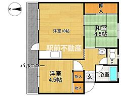 オアシス天領 3階3Kの間取り