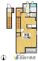 フィオーレツカサIIIA 2階1Kの間取り