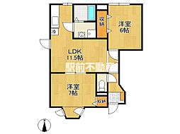グリーンヒル塚崎 1階2LDKの間取り