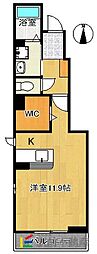 フェアリーI 1階ワンルームの間取り