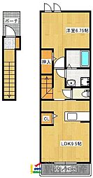 クレッセント 1LDKの間取図画像