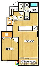 レジュールカルム 1LDKの間取図画像