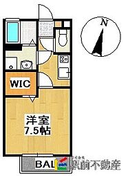セジュールソシア 1Kの間取図画像