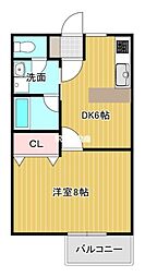 ディンプルハイツ2 1DKの間取図画像