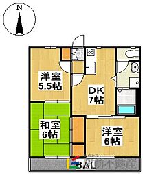 フレグランス三池 3DKの間取図画像