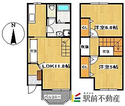 サンライト草木 2LDKの間取図画像