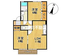 ディアコート 2LDKの間取図画像