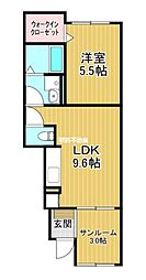 エミネンス 1階1LDKの間取り