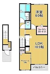 エミネンス 2階1LDKの間取り