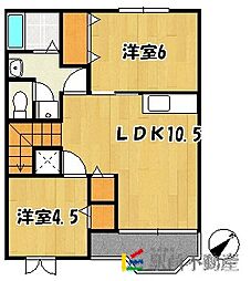 クレストール諏訪前 2階2LDKの間取り